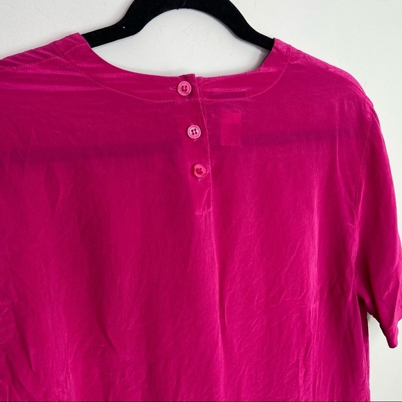 Vintage magenta short sleeve crew neck blouse size medium100% silk - Picture 4 of 6